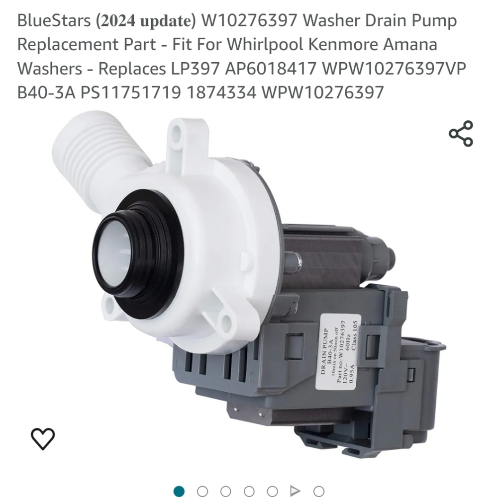 Washer Drain pump Replacment Part for Whirlpool Kenmore Amana Washers …